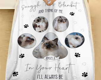 Personalized Pet Photo Blanket, Custom Cat Memorial Gift, Custom Pet Memorial Keepsake, Sympathy Gift for Loss of Cat, Gift for Pet Lovers