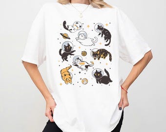 Retro Space Cat Png, Funny Galaxy Cat Graphic, Aesthetic Vintage Style Animal Clipart, Cute Cat Lover Gift Png, Cosmic Cat Design Png