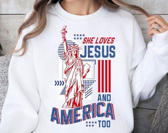 She Loves Jesus And America Too Png, Independence Day Png, 4th of July Png, Christian Png, America Retro Png, Usa Png