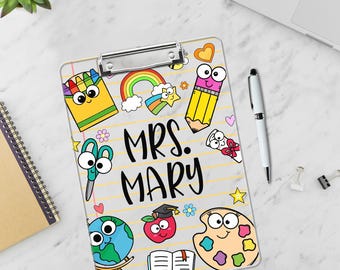 Custom Teacher Clipboard, Personalized Acrylic Clipboard with Name, Back to School Gift, Custom Acrylic Clipboard With Teacher Name