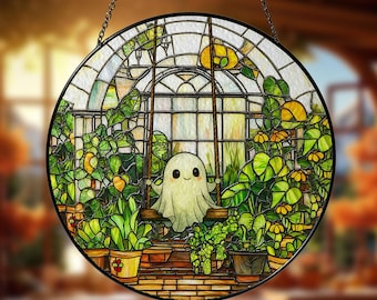 Cute Ghost Stained Glass Suncatcher, Greenhouse Decor, Halloween  Cute Ghost Home Decor, Window Decor Gift, Halloween Gift