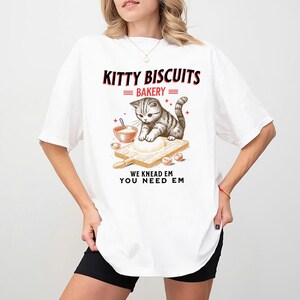 Comfort Colors Cute Kitty Biscuits Bakery Retro Style Graphic T-Shirt, Cat Biscuit Tee, Funny Baking Gifts, Cat Lover Baker Shirt