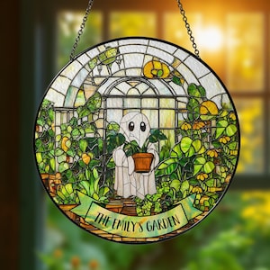 Cute Ghost Stained Glass Suncatcher, Halloween  Cute Ghost Home Decor, Greenhouse Decor, Window Decor Gift, Halloween Gift