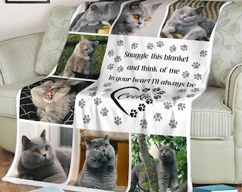 Custom Cat Memorial Gift, Personalized Pet Photo Blanket, Custom Pet Memorial Keepsake, Sympathy Gift for Loss of Cat, Gift for Pet Lovers