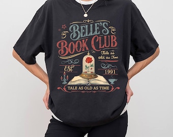 Maglietta Comfort Colors Vintage Retro Belle's Book, Maglietta Belle Princess, Una storia antica come il tempo Maglietta La Bella e la Bestia, Maglietta per gli amanti dei libri