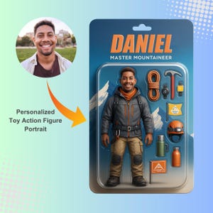Custom Action Figure Portrait Personalized by Your Hobbies, Action Figure Toy Box, Personalized Digital Art, Custom Action Figure