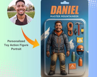 Aangepast portret actiefiguur gepersonaliseerd door je hobby's, speelgoeddoos actiefiguur, gepersonaliseerde digitale kunst, aangepaste actiefiguur