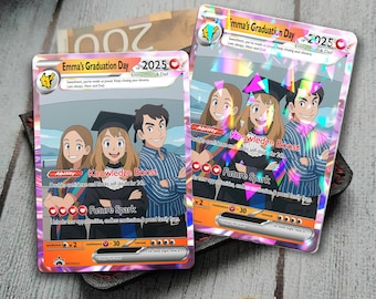 Personalized Pokelove Graduation Card, Custom Anime Photo Card, Graduation Gift, Gift for Him, Gift for Her, Custom Card for Student