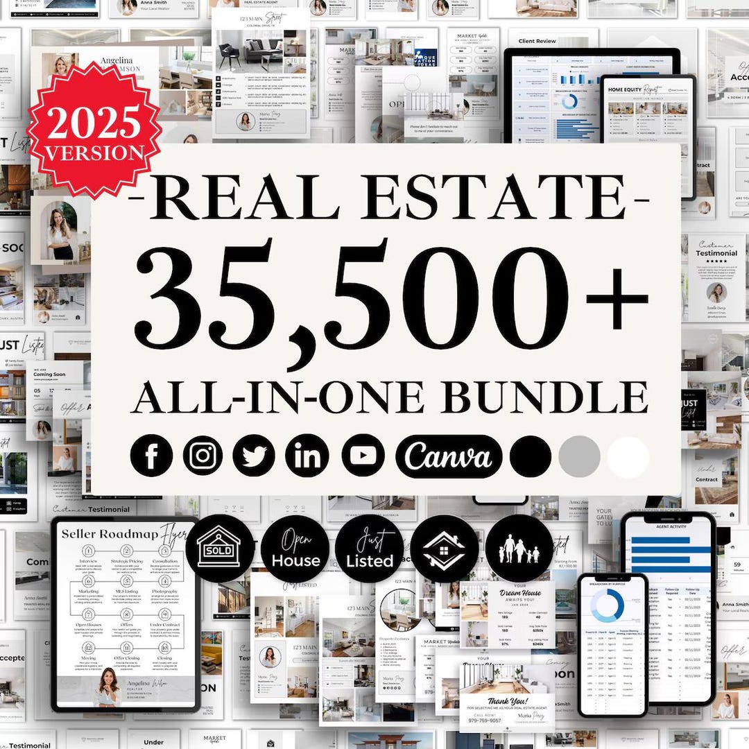 2025 Real Estate Complete Template Bundle: All-in-one Canva Templates ...