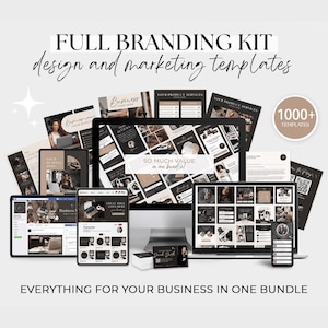 Paquete de 1000 marcas: kit de marca DIY, paquete de redes sociales, plantillas de marketing para pequeñas empresas Canva