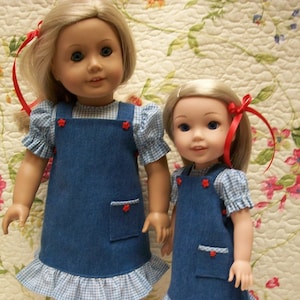 PDF "Sisters" Pattern for 18" and 14.5" Dolls   2 sizes, Jumpers, Blouses   Wellie Wishers