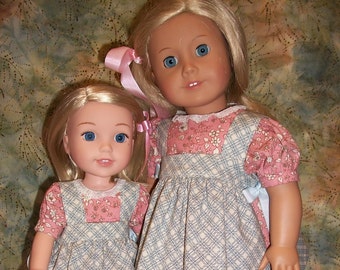 PDF Sisters #2 Pattern for 18" and 14.5" Dolls like  Wellie Wishers, Sailor Dress, Hats, Pinafore