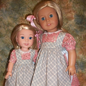 PDF Sisters #2 Pattern for 18" and 14.5" Dolls like  Wellie Wishers, Sailor Dress, Hats, Pinafore