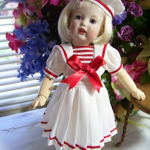 New 11&quot; Bleuette PDF Pattern for a Sailor Dress and Hat