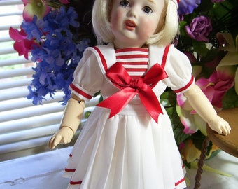 New 11" Bleuette PDF Pattern for a Sailor Dress and Hat