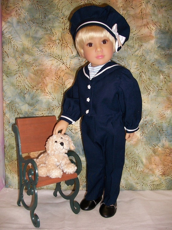 Short Pants 18/" Boy Sailor Suit Pattern Long Jacket Hat Kidz n Cats Shirt