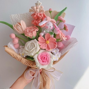 LilyRosy gehaakt rozenboeket, leliebloemen, woondecoratie, cadeaus voor Moederdag, Valentijnsdag, cadeaus voor haar, verjaardagscadeaus.