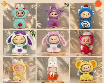 Crochet Labubu  Outfit, Handmade Customizable Clothes for Labubu Lovers,Fits Labubu Gen1/ 2,17cm Dolls, Halloween Gifts, Gifts for her