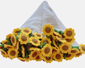 Pattern With Video tutorial, Crochet sunflower bouquet blanket pattern, Beginner friendly, English Patterns