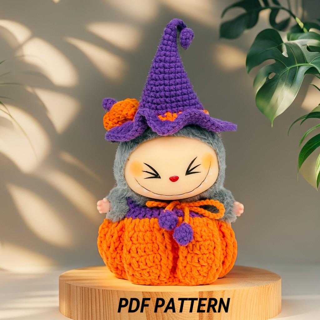 Video + PDF Labubu Halloween Outfit Crochet Pattern - DIY doll clothes for Labubu Fans, Fits Labubu Gen 1/2