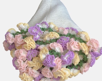 Pattern With Video tutorial, Crochet Carnation bouquet blanket pattern , Beginner friendly, English Patterns