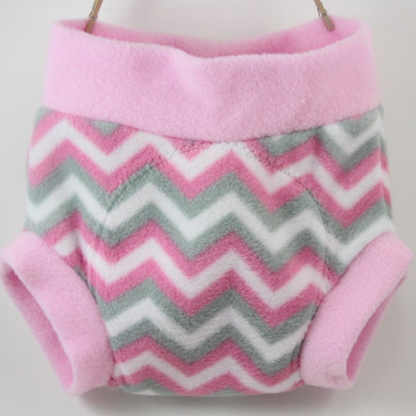 Pink Chevron Fleece Diaper Cover/ Shortie Soaker- Great Baby Shower Gift