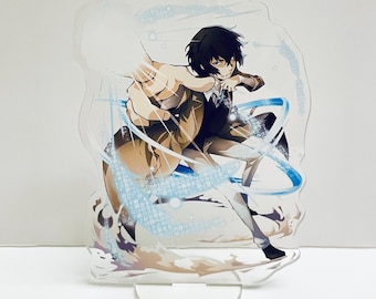 May include: A clear acrylic stand with a character from the anime "Bungou Stray Dogs" depicted in a dynamic pose. The character is surrounded by blue and white swirling energy effects.