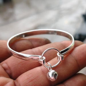 Silver Open Ball Bangle, Indian Inspired Boho Cuff, Adjustable Bracelet