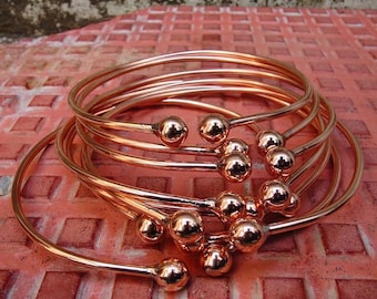Pure Copper Bracelet ,   set of 7 bangles,Copper Bangle Bracelet, Wrap Bangle , Adjustable Copper Bangle, Copper Ball Bangle,
