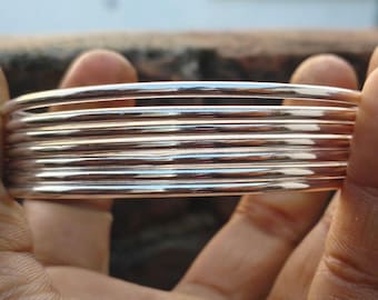 Set of 7 Bangles, Stacking Bangles, Semanarios, Stacking Bracelets, 7 Day Bangles, Mexican Jewellery, Half Round Bangles, Silver Plated