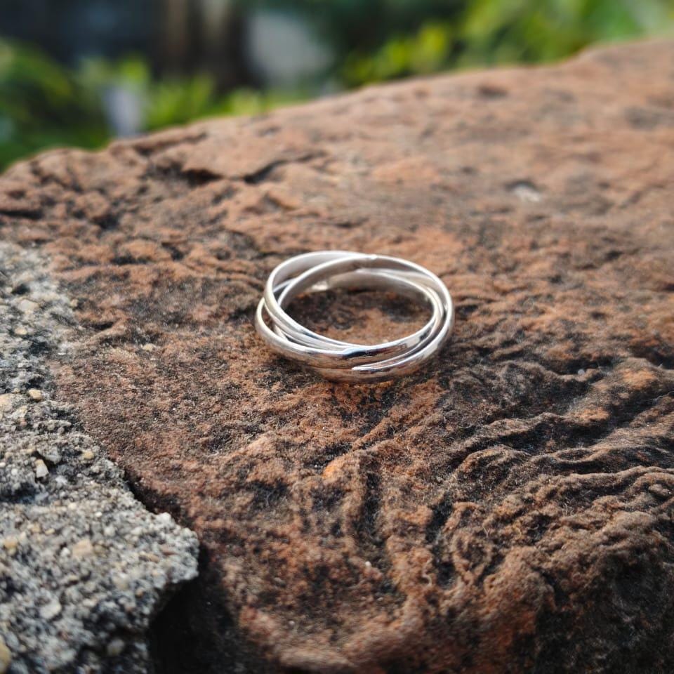 Sterling Silver 3 Interlocking Rolling Rings, Anxiety Fidget Spinner ...