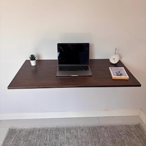 Scrivania pieghevole galleggiante in legno massello fatta a mano / Soluzione per piccoli spazi