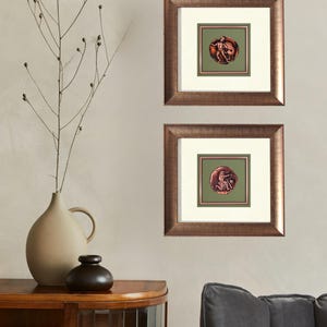 Hercules Archer Stater and Heracles killing the Nemean Lion Set of 2 Ancient Greek Decor Mythology Greek Demigod Framed