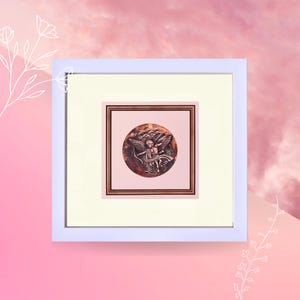Eros Greek God of Love Cupid Romantic Valentine’s Gift Ancient Mythology Decor Oxidized Copper Medal in Wooden Frame Unique Anniversary Gift
