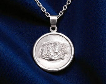 Three Graces Pendant 18k Gold Plated Sterling Silver Ancient Coin Jewelry