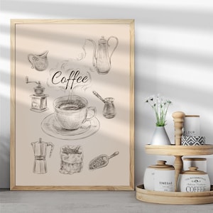 Coffee Bar Print, Digital Download Poster, Kitchen Wall Art for Coffee Lovers, Cute and Humorous Decor, Coffee Lover Gifts