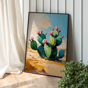 Vintage Kaktus Wandkunst, niedliches Girly Kaktus Poster, Westmexiko Wandkunst, Blumen Vintage Poster, lateinisches Dekor, bunte mexikanische Kunst