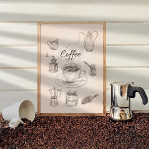Coffee Bar Print, Digital Download Poster, Kitchen Wall Art for Coffee Lovers, Cute and Humorous Decor, Coffee Lover Gifts
