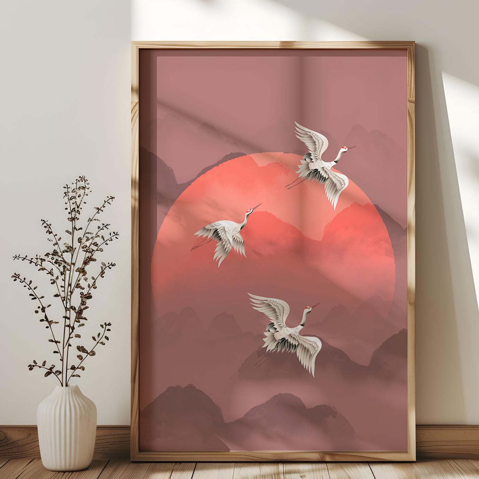 Lanties Kranich-Dekoration 3-teilig - Metall Reiher Wanddekoration Japanisch Style