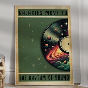 Poster disque Galaxy, cadeau pour mélomane, oeuvre d&#39;art planète étoiles, décoration de salon, affiche de chambre d&#39;enfant, oeuvre d&#39;art murale tendance