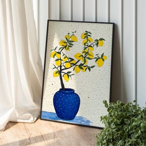 Vintage Lemon Tree Wall Art, Italian Lemon Print, Boho, Botanical Poster,Lemons Painting Farm House Decor, Italian Summer Lemon Poster Print