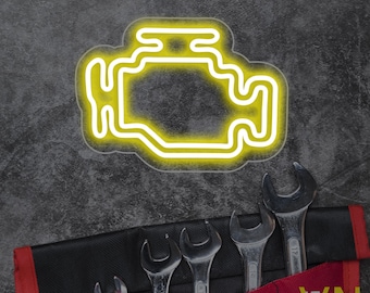 Check Engine LED Neon Sign | Perfect Automotive Gift For Dad, Mechanic or Car Lover | Auto Shop Signage | Man Cave and Garage Decor