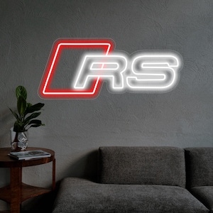 Insegna al neon a LED per auto Audi RS Sport - Decorazione murale a LED per garage - Decorazione sportiva per auto da caverna - Insegna al neon RS - fatta a mano