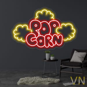 Popcorn Neon Sign, Popcorn Neon Light, Popcorn Led Light, Wall Art, Business Led Decor, Popcorn Led Signs, Popcorn Movie Neon Signs
