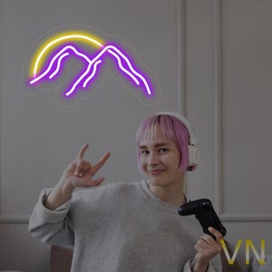 arte murale al neon di montagna paesaggio Insegna al neon arte al neon, Insegna luminosa artistica di montagna, Decorazione murale con luce a LED, decorazione da montare, Insegna al neon personalizzata, regalo per uomo