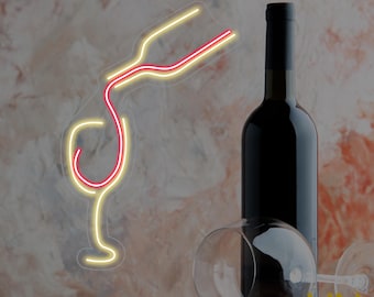 Wine Lover Art - Insegna al neon per vino e decorazione da parete a LED per calici da vino - Arte astratta per la cucina - Regalo perfetto per lei