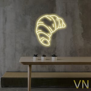 Croissant neon sign, croissant led neon sign, bakery neon lights, croissant dough neon sign, baking light up sign