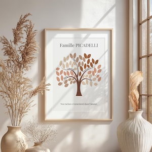 Personalized family tree of life poster, original and unique souvenir gift with first names.