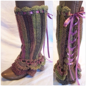 Lace-up Ruffled Legwarmers crochet pattern PDF This is not the finished product. Pattern only