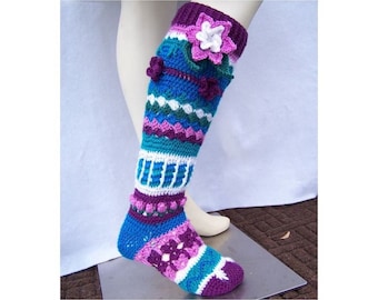 Flower Knee High Crochet Pattern PDF